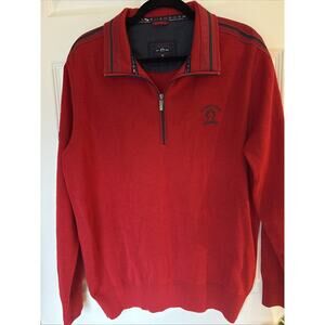 Claudio Campione Men’s red sweater ¼ Zip Yachting Pullover taping logo embroirdy